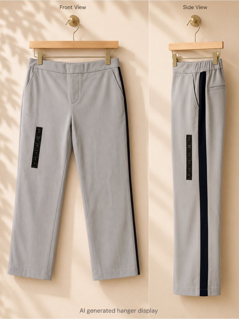 Banana Republic Factory Light Gray Elastic Trousers with Stripe